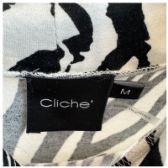 CLICHE WOMENS HALTER TOP ZEBRA PRINT BLACK AND WHITE SZ M - Picture 4 of 6
